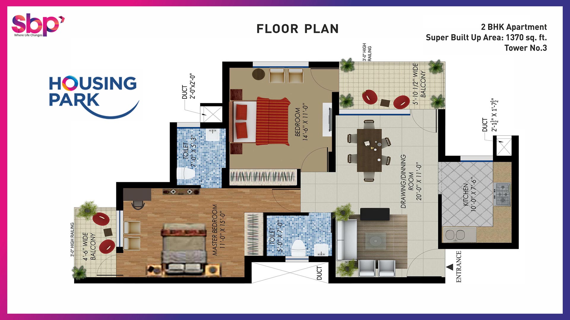 Housing-Park-Floor-Plan- 2bhk Apartment 1370sq ft  SBP Housing Park Housing Park Floor Plan 2bhk Apartment 1370sq ft